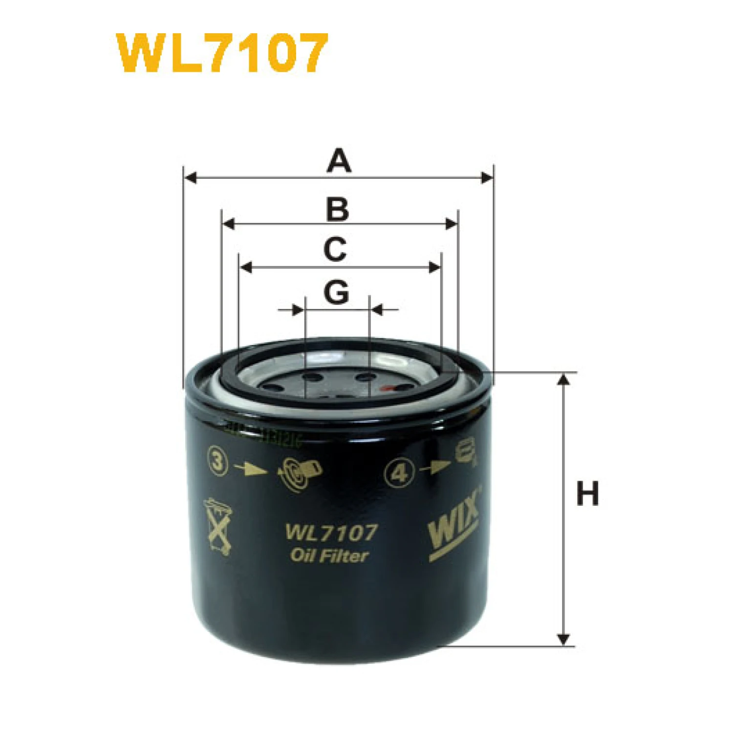 Фільтр оливи WIX FILTERS Bedford, Bobcat, Case, John Deere, Kubota, Honda Accord, Civic, Concerto, (WL7107)