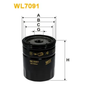 Фільтр оливи WIX FILTERS Alfa Romeo, Citroen, Fiat Albea, Brava, Bravo, Cinquecento, Doblo I, Fior (WL7091)