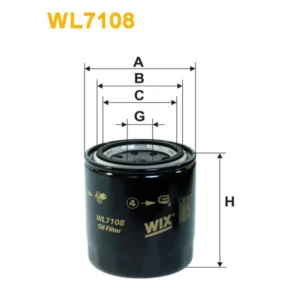 Фільтр оливи WIX FILTERS Asia Motors Rocsta, Ford Econovan, Hyundai Exel, Sonata, Isuzu Fargo, Gem (WL7108)