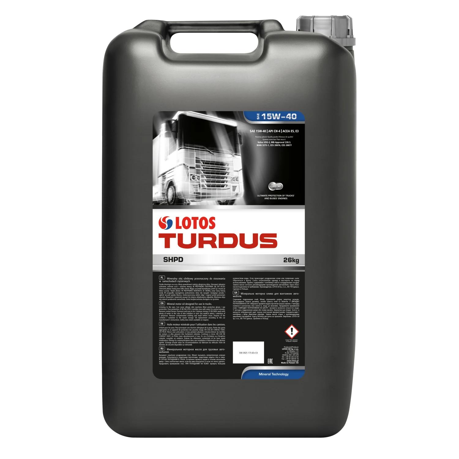 Олива моторна LOTOS Turdus SHPD CH-4 15W-40 30 л (WF-E301750-000)