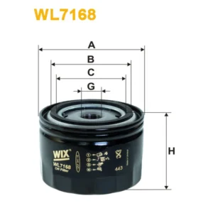 Фільтр оливи WIX FILTERS Agria, Aveling Barford, Benford, Bomag, Deutz, Dacia, Ford, Lada, Lancia, (WL7168-12)
