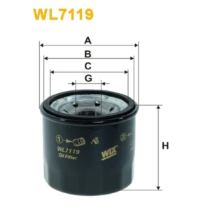 Фільтр оливи WIX FILTERS Chevrolet Aveo, Spark, Daewoo Kalos, Matiz, Daihatsu Applause, Charade, C (WL7119)