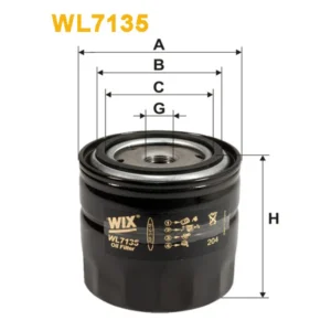 Фільтр оливи WIX FILTERS Ikarus, Kaessbohrer, Scania, Bomag, Case, Claas, Fendt, Manitou, Massey F (WL7135)