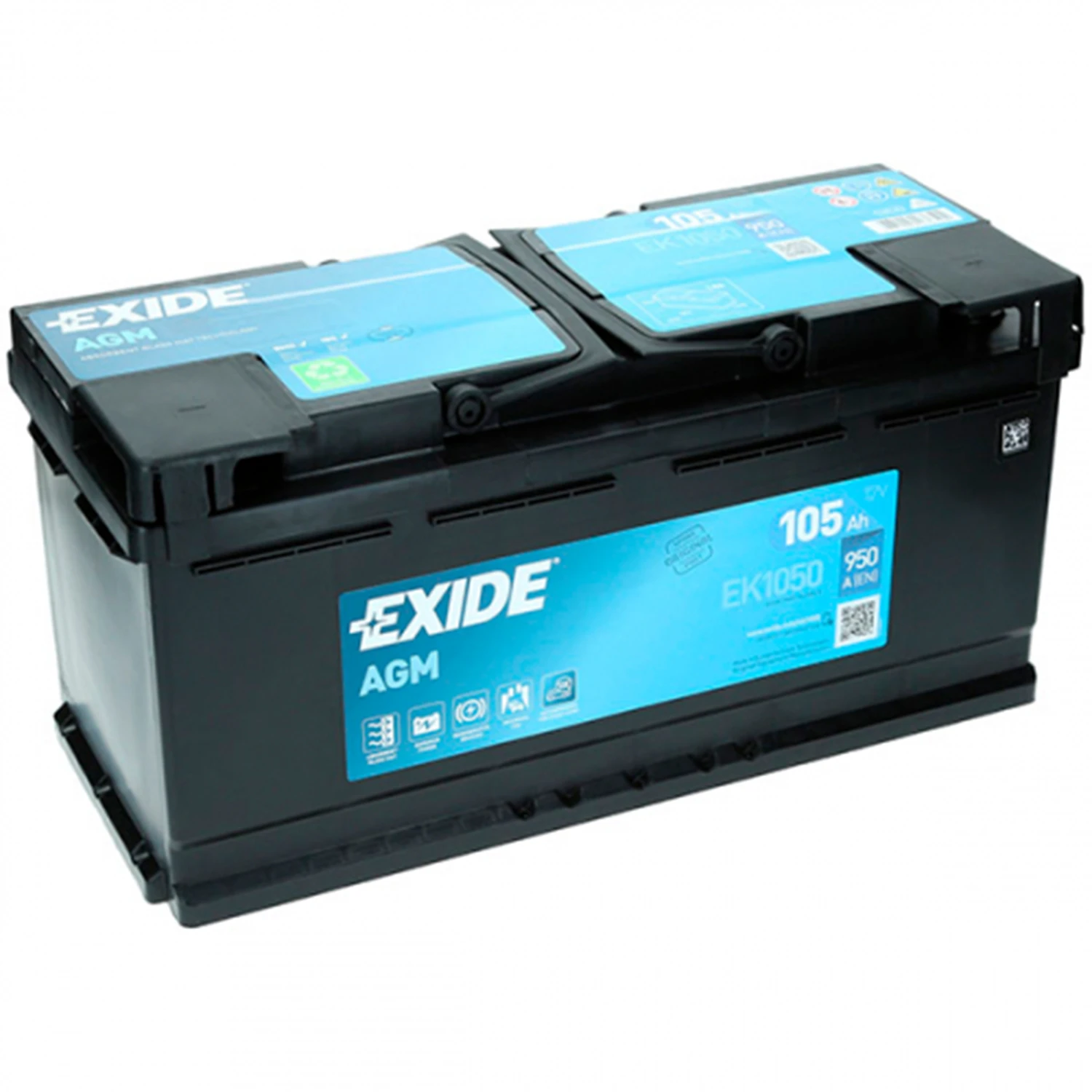 Акумулятор EXIDE AGM 12V 105Ah 950A R+ 392 мм х 175 мм х 190 мм (EK1050)
