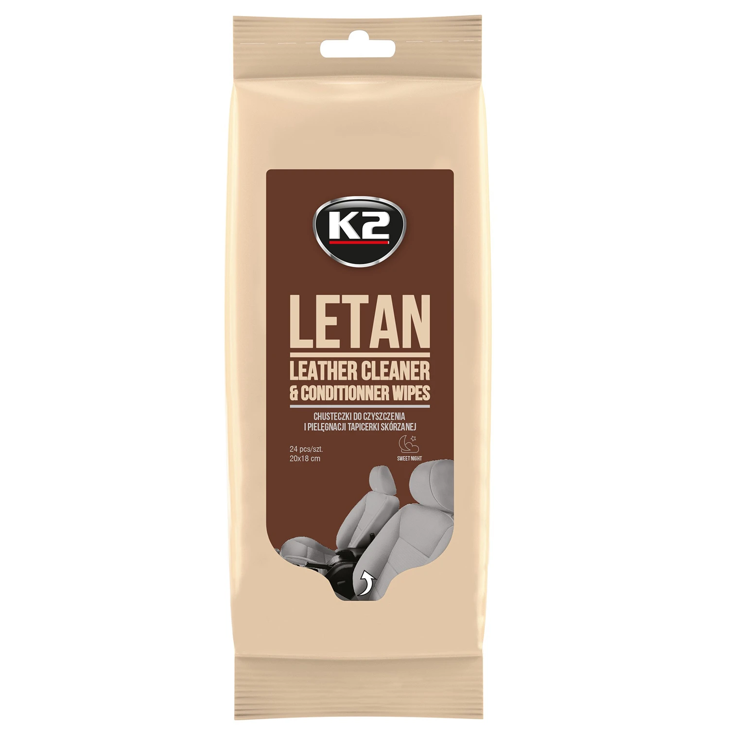 Серветки вологі для очищення шкіряної оббивки 24 шт K2 Letan Leather (K210)