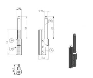 Кронштейн шарніра задньої двері, на стійку, L=105 mm Schwarzmuller SCHMITZ (1601981464)