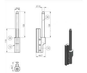 Кронштейн шарніра задньої двері, на стійку, L=125 mm Schwarzmuller SCHMITZ (1601981465)