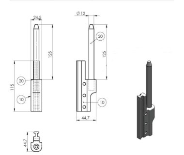 Кронштейн шарніра задньої двері, на стійку, L=125 mm Schwarzmuller SCHMITZ (1601981465)