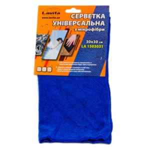 Серветка LAVITA для універсального застосування мікрофібра синя 30 см х 30 см синя (LA 1503031)