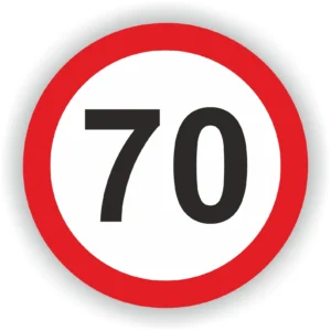 Наклейка обмеження швидкості "70км/год"
