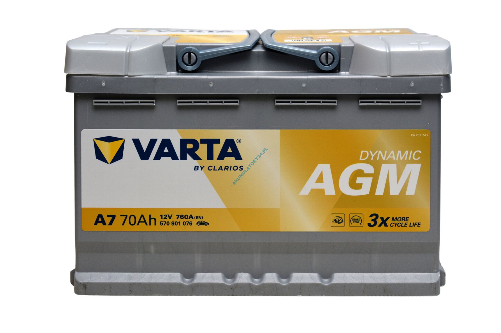 Акумулятор 12V 70AH 760A AGM R[+] 278*175*190 (VARTA)