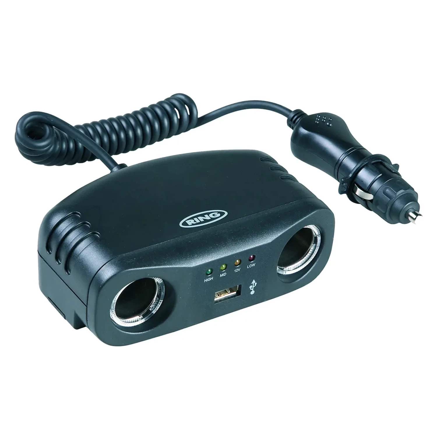 Розгалужувач прикурювача RING 12В 2 виходи + 1 USB (RMS7)